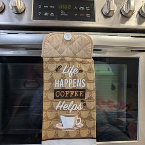 Tan Coffee-Themed Kitchen Towel